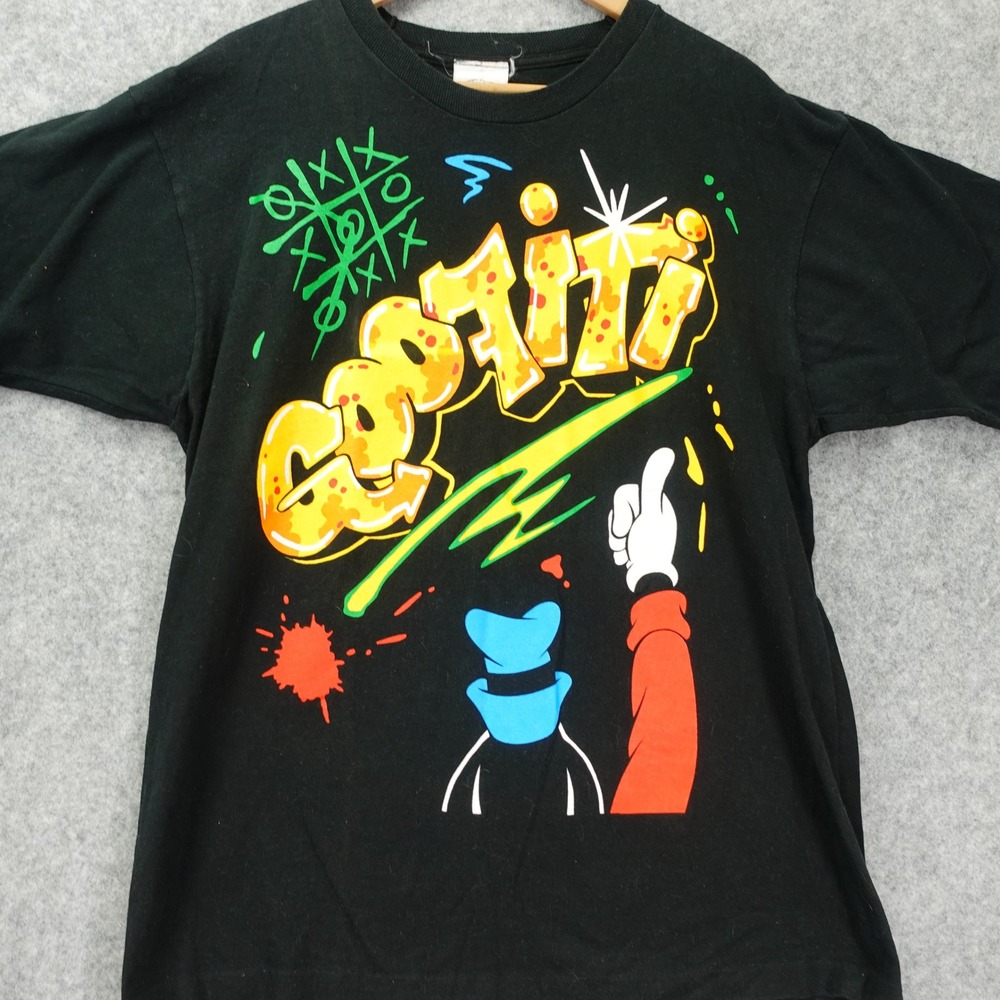 1980s Vintage Goofiti Graffiti T Shirt L Single Stitch Faded Black MICKEY Co USA